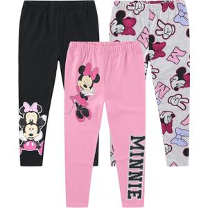 Disney Lilo & Stitch, Minnie Mouse, Frozen Princess Girls 3 Pack Legging Pants Set for Little Kids to Big Kids (Minnie Mouse - Black/Grey/Pink) 7