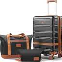 carry on Luggage Sets,20 Inch Expandable Carry-on suitcases with spinner wheels,Hard Shell Travel Luggage airline approvedwith TSA Lock (Black) (3 Piece Sets (20/DB/TB))
