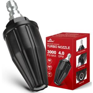 YAMATIC Pressure Washer Tips Turbo Nozzle, 360 Rotating Spray Turbo 3000 PSI 4.0GPM with 1/4" Quick Connector, Compatible with Ryobi, Greenworks, Craftsman, Troybilt, Simpson