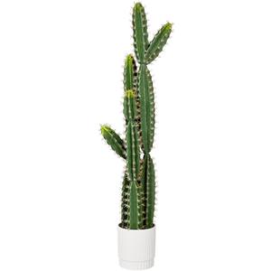 51 Inch Tall Artificial Cactus, Realistic Faux Cactus Plant with White Planter, 4.3Ft Fake Cactus Tree for Indoor & Outdoor Home Office Decor, Low Maintenance