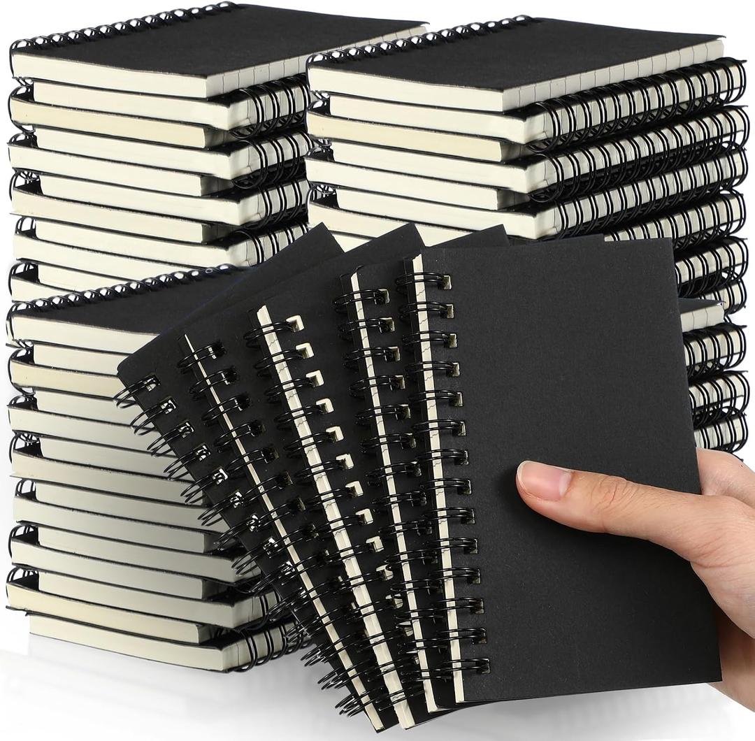 Jutom 54 Pcs Small Spiral Notebooks Memo Pads 3x5 Bulk Small Pocket Notebooks Mini Notepads with Lined Pages Mini Journals for Office School Work Supplies, 120 Pages (Black)