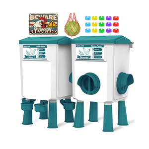 Chicken Feeder and Waterer Set - 3 Gallon/26.5 Pounds, Automatic Chicken Waterer with 4 Cups & 3 Feeder Ports, No Waste Poultry Feeder & Waterer, Chicken Coop Accessories for Hens/Ducks/Poultry