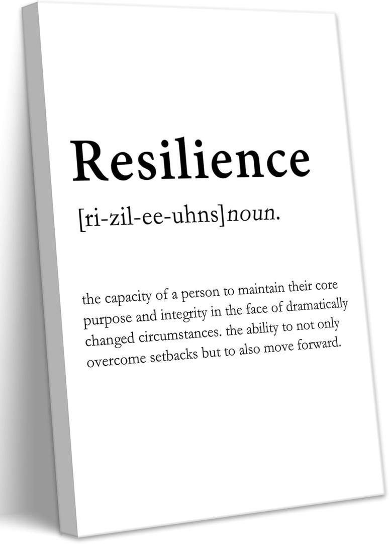 2 x Inspirational Canvas Wall Art Motivational Quotes Poster Prints Resilience Definition Painting Black and White Inspirational Picture Positive Office Artwork Wall Decor for Living Room Bedroom 16x24in