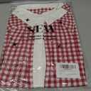 LYANER Women's Cotton Plaid Print Collared Button Down Short Sleeve Y2k Preppy Blouse Tops (Small)