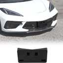 Front License Plate Mount Bracket Replacement Compatible with Chevrolet Corvette C8 2020-2026, ABS Front Bumper License Plate Frames Holder, License Plate Trim Base Replacement Kit (Black)