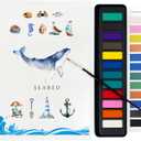 Beginner's Watercolor Painting Kit,Watercolors Workbook,Watercolor Painting Kit (Color - Underwater)