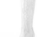 DREAM PAIRS Womens Cowboy Boots Wide Calf Comfortable Pull On Zipper Chunky Heel Pointed Toe Embroidered Western Cowgirl Knee High Boots Ladies Retro Tall Boot, Size: 7.5