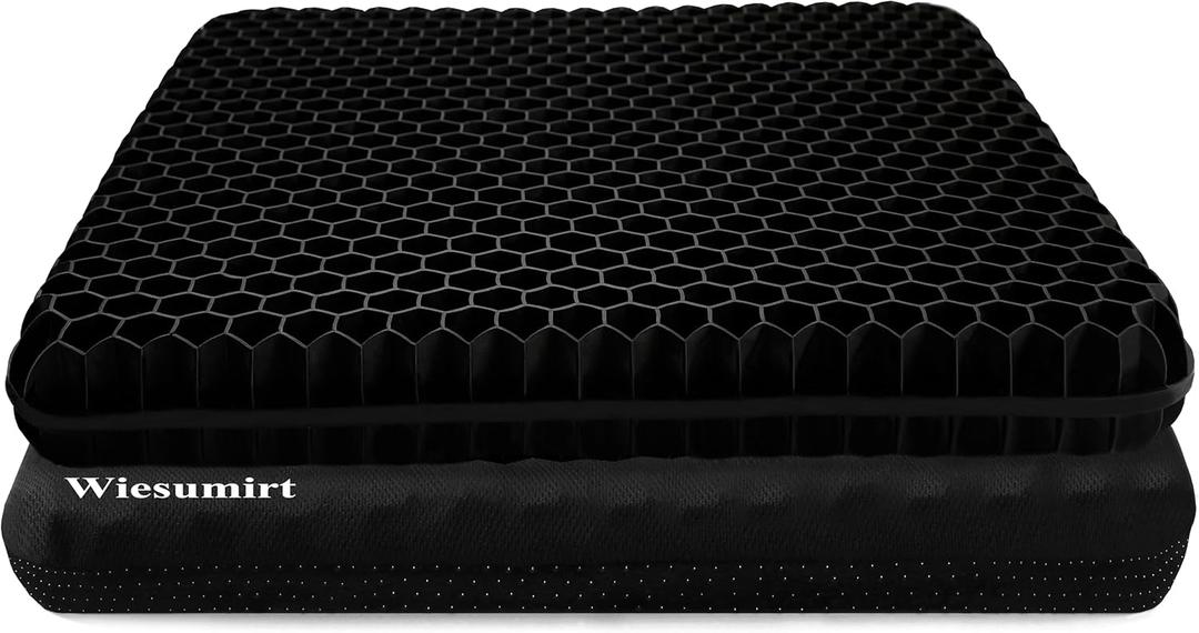 Plus Size Gel Seat Cushion for Long Sitting, Extra Large and Thick, Seat Cushion for Back, Sciatica, Hip, Tailbone Pain Relief, Used for The Office, Wheelchair, Car, Truck, Recliner, Stadium. (Black)