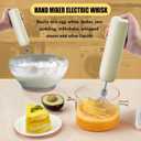 Cordless Hand Mixer MixgoII, Handheld Mixer Electric Whisk & Milk Frother, Hand Held Mini Mixers, Rechargeable Hand Mixer and Whisker, Food Processor for Cooking, Food Chopper, 4-Speed, 10Oz, Light Beige