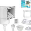Above Ground Pool Skimmer Kit,Thru-Wall Skimmer with Accessories,Heavy Duty WallMount Pool Skimmer for Standard Pool Wall Openings,for Filter Leaves, Hair ect.(White)