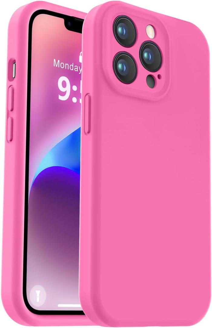 Vooii Compatible with iPhone 13 Pro Case, Liquid Silicone Upgrade [Camera Protection] [Soft Anti-Scratch Microfiber Lining] Shockproof Phone Case for iPhone 13 Pro 6.1 inch - Pitaya