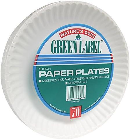 Nature's Own Green Label Paper Plates 100/Packs. 12 Packs