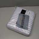 Sky Blue and White Striped Sheets - 1 Flat & 1 Fitted Sheet & 2 Pillowcases w/ Deep Pockets - Comfy, Wrinkle & Fade Free - Soft, Breathable and Cooling - Pinstripe Patterned Bedding - Queen Size