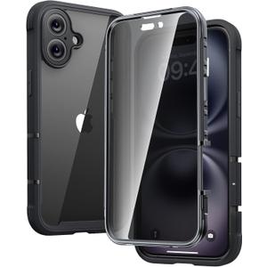Diaclara Designed for iPhone 16 Plus Case 6.7 Inch,Upgraded [Full Camera Protection] Full Body Rugged Clear Bumper Case with Built-in Privacy Screen Protector for 16 Plus,Black