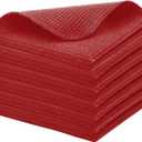 PurpleEssences Dish Cloths and Dish Rags - 6 Pack Waffle Weave Solid Kitchen Dish Wash Cloths, 100% Cotton, 12x12 Inches, Ultra Soft Absorbent Quick Drying - Spring Easter Summer - Red