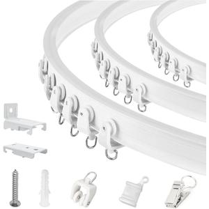 TOKPLNU Ceiling Curtain Track Flexible Bendable Curtain Track Wall Mount Curved 10Ft Ceiling Track for Curtains Rail Track Set System for Bay Window Room Divider RV (White)