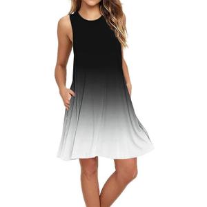 BEUFRI Sundress for Women Summer Casual Sleeveless Swing T Shirt Dresses Beach Cover up Tank Dress with Pockets (X-Large)