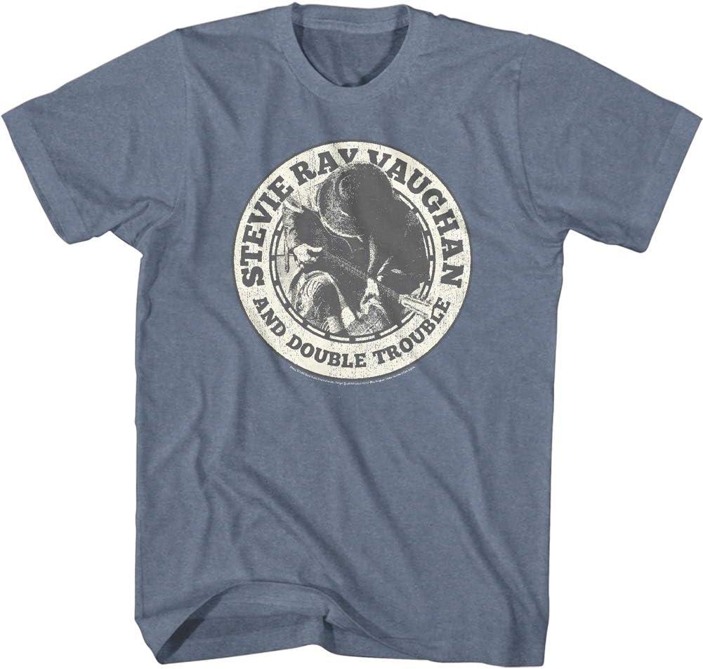 American Classics Stevie Ray Vaughan Guitarist and Double Trouble Stevie Playing Guitar Adult Tee (XX-Large, Blue)