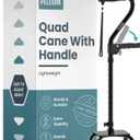PELEGON Quad Cane for Women & Men for Stability (300LB) - Adjustable Walking Cane with A Large 4 Pronged Base for Balance & Stability, Walking Canes for Seniors, Walking Cane, Walking Sticks (Black)