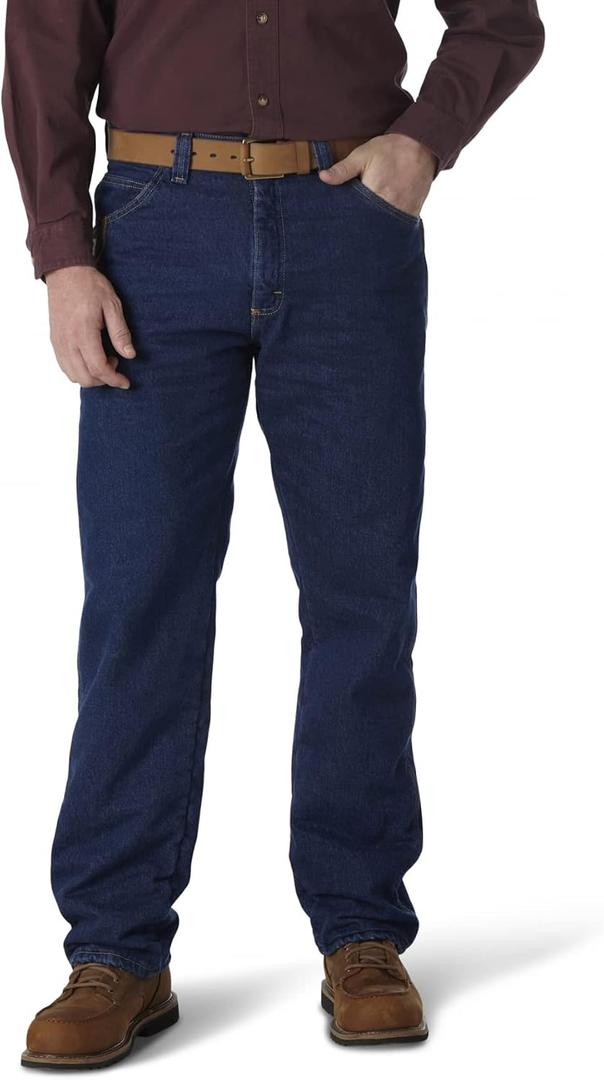 Wrangler Riggs Workwear Men's Lined Relaxed Fit Jean, 34W x 32L, Antique Indigo