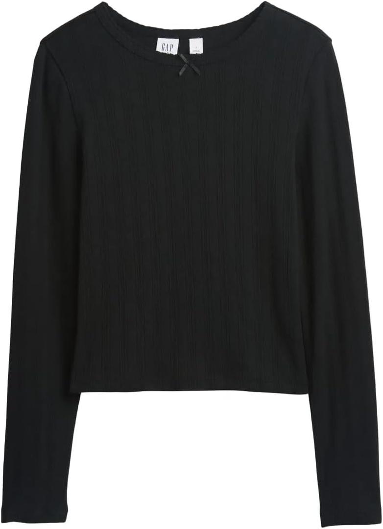 GAP Girls Long Sleeve Ribbed Tee True Black V2 1 Small B