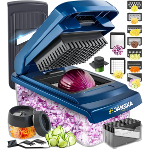 JANSKA UltraChop All-in-One Vegetable Chopper, Veggie Food Chopper with Container, Spiralizer, Mandoline Slicer Dicer, Onion Mincer, French Fry And Salad Cutter, Home Essentials & Kitchen Gadgets