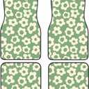 Vintage Groovy Flowers Car Floor Mats Set of 4 Universal Fit for Suvs Sedans Trucks Cars Set of 4 Auto Floor Carpets Rugs Non Slip