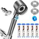 High Pressure Shower Head Ionic Technology Filtered with Handheld, Powerful Water Flow and 3 Spray Modes Shower Head, 5 Replaceable Filters,2 Hoses Power Wash for Hard Water, with ON/OFF Switch