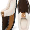 Homitem Mens Slippers Moccasins Memory Foam Fuzzy Slippers for Men Wool-Like Plush Fleece Lined House Shoes Indoor Outdoor Anti-Skid Rubber Sole Home Bedroom, Size 44/45