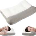 Ergonomic Pillow,Neck Pillow Cervical Pillow for Neck Strain Relief, Neck Pillow for Sleeping,Cervical Contour Neck Support Pillows for Side Back Stomach Sleeper (Grey)