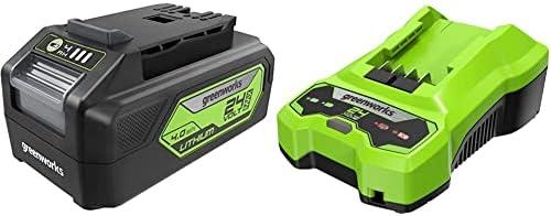 Greenworks 24V 4.0Ah Lithium-Ion Battery (Genuine Battery) & 24V Battery Charger (Genuine Charger) : Health & Household