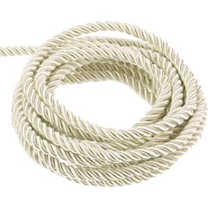 MECCANIXITY Twisted Cord Trim, 5 Yard 3mm 3-Ply Twine Braided Rope Shiny Thread String for Craft Gift Bag Curtain Christmas Decor, Cream White - 5m