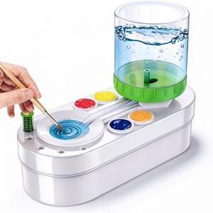2 x 2026 Upgraded Paint Brush Cleaner Tool, Painting Station with Brush Washer for Kids, Acrylic Watercolor Paint Water Dispenser, Art Supplies Paintbrush Rinser for Artists (Green)