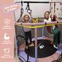 55" Indoor & Outdoor Trampoline for Kids with Enclosure, Toddler Trampoline with Adjustable Gymnastics Bar & Toys, No-Gap Safety Design