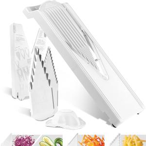 Brner Mandoline Slicer V3 (Starter Set)  V-Slicer for 5 Cutting Styles with Fruit Holder  Adjustable Vegetable Slicer for Vegetables & Fruits  Stainless Steel V-Blade  Color: White
