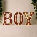 Realspring Baby Shower Sign Babe Marquee LED Letters Battery Operated Light up Centerpieces Glowing Home Table Party Decor for Boy Girl Gender Reveal Birthday, 8.26''(Football Boy,Brown)