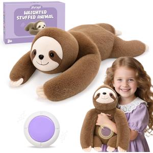 Joyreal Sloth Sensory Weighted Vibrating Pillow, Pressure Activated for Kids Adults, Plush Minky Soft Size: 11 by 21 inches Pillow Animal for Gift Birthday