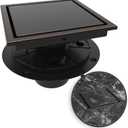 WEBANG 6 Inch Square Shower Drain Bronze Floor Drain with Flange Reversible 2-in-1 Cover Tile Insert Grate Removable SUS304 Stainless Steel CUPC Certified Oil Rubbed Bronze