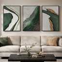 Large Framed Modern Abstract Wall Art for Living Room, 3 Piece Canvas Prints Paintings Artwork for Walls, Minimalist Green and White Pictures for Hallway Dining Bedroom Home Office Wall Decor 24x36 Inch