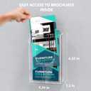 MaxGear Brochure Holder 4x9 Inch Acrylic Wall Mount Pamphlet & Flyer Holder, Clear Plastic Organizer for Tri-Fold Brochures and Marketing Literature, 6 Pack
