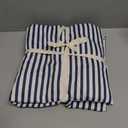 JELLYMONI 100% Natural Cotton 2pcs Striped Duvet Cover Sets,White Duvet Cover with Navy Blue Stripes Pattern Printed Comforter Cover,with Zipper Closure & Corner Ties, for Kids, Boys(Twin Size)