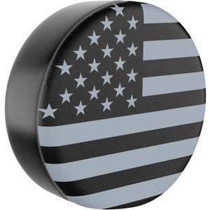 Moonet Spare Tire Cover for RV Trailer,Waterproof PVC Faux Leather Wheel Cover with American Flag Fit for Truck,Trailer,RV,SUV,Camper and Most Vehicle (Black-Grey, for Tire Diameter 24"-26")