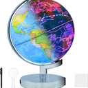 9-in-1 Illuminated World Globe 8 in for Kids & Adults with 88 Constellation Map, Touch Color Changing LED Lamp for STEM Geography Learning,Night Light for Classroom Office & Home Desk Decor