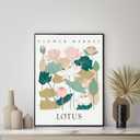 10 x Lotus Flower Market Poster Art Print, Floral Wall art Decor, Botanical Artwork Bedroom Bathroom Living room Decoration 47 (Lotus, 8 x 10 inches, Unframed)