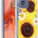 Ueokeird Phone Case for Moto G24 4G & G04 4G, Clear Floral Pattern TPU Protective Cover, Shockproof Cover for Motorola Moto G24 Sunflower