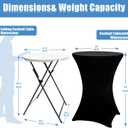 2Sets 32in Hightop Folding Cocktail Tables+Covers-Spandex Stretch Folding Tall Bar Table Covers, Detachable Legs Bar Height Folding Table Outdoor Indoor Use (Black/2 Tables+2 Covers)