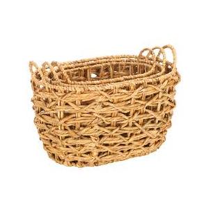 11.5x18.5, 9.5x17.5, 8x16in Woven Baskets, Wheat, 3pc