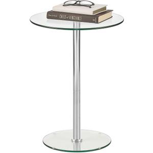 iDesign Round Drink Table - Pedestal Drink Table for Small Spaces - Clear/Chrome (16 inch)
