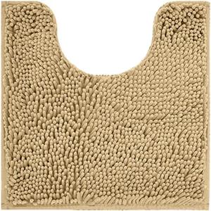 Reyox Chenille Bath Mat, Toilet Rugs U Shaped, Soft Plush Bath Bathroom Rug, Absorbent Shaggy Bathroom Contour Rug Apricot 19.7"x15.7"