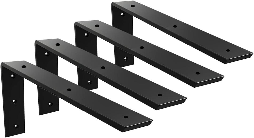 Countertop Support Bracket 4 Pack 10 inch Heavy Duty 3/8" Thick Black Granite Countertop Bracket 10"x6"x2.5" Shelf L Bracket Mantel Corbels for Quartz/Granite/Wood/Concret/Laminate Countertops